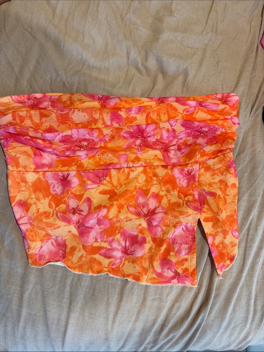 Floral Pink & Orange Tube Top